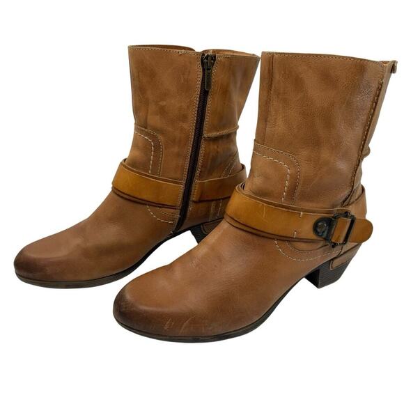 Pikolinos Boot Brujas Short Ankle Moto Buckle Size 40 US 9 Camel Tan Leather - Picture 1 of 9